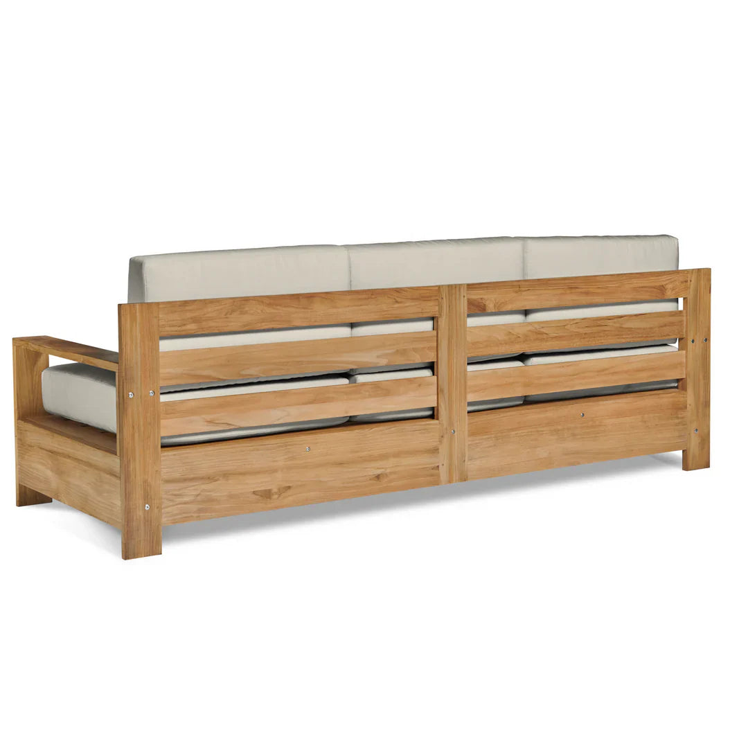 Qube Teak Deep Outdoor Couch Sunbrella Cushions