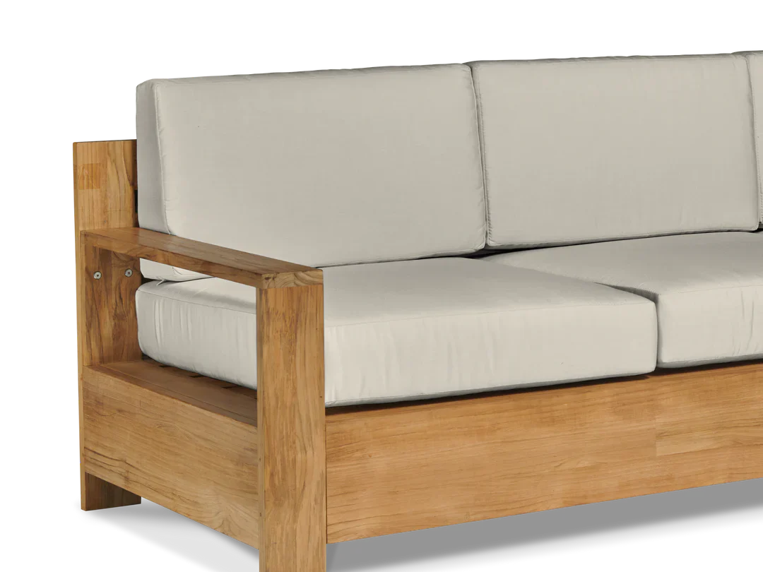Qube Teak Deep Outdoor Couch Sunbrella Cushions