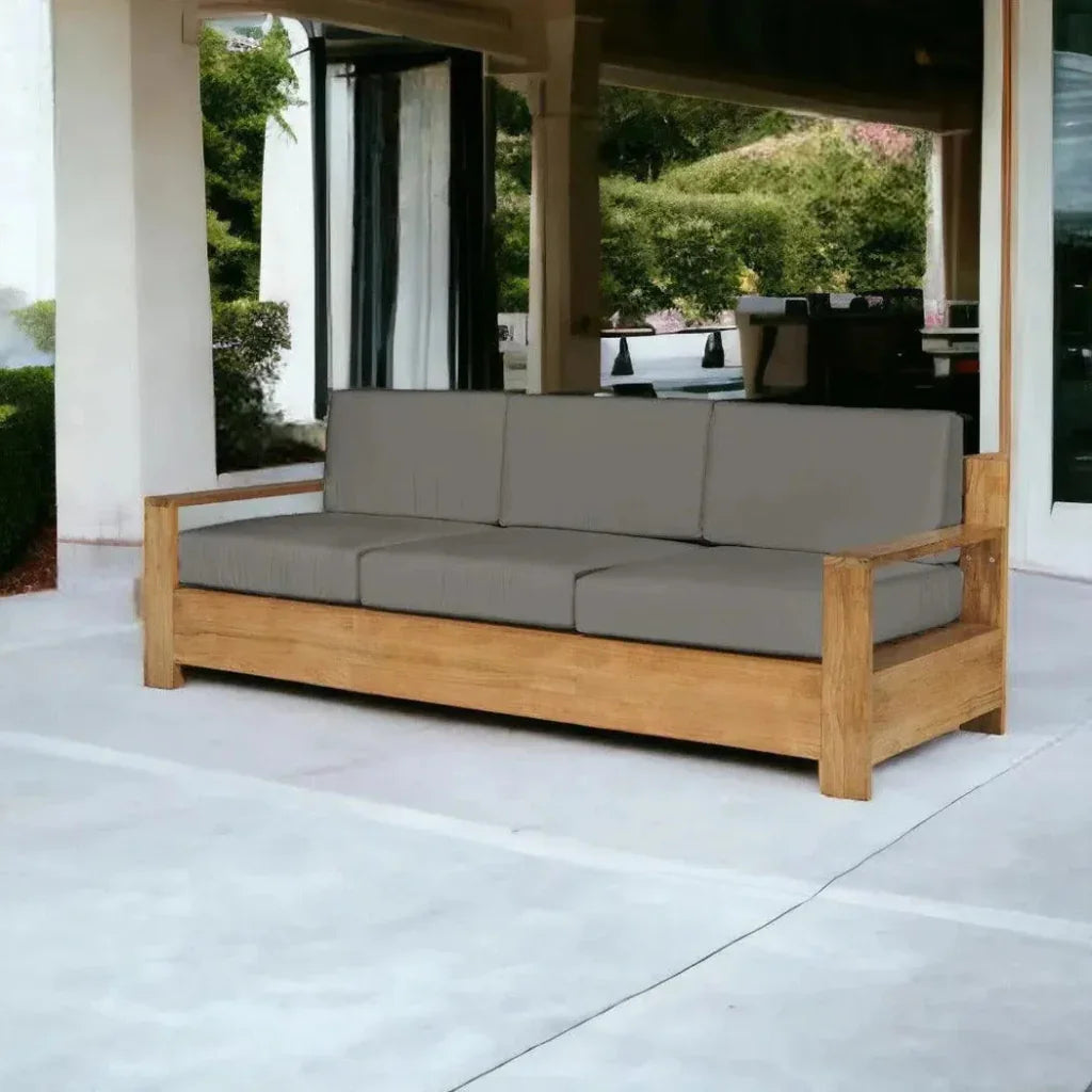 Qube Teak Deep Outdoor Couch Sunbrella Cushions - LOOMLAN - HiTeak - Outdoor Sofas & Loveseats