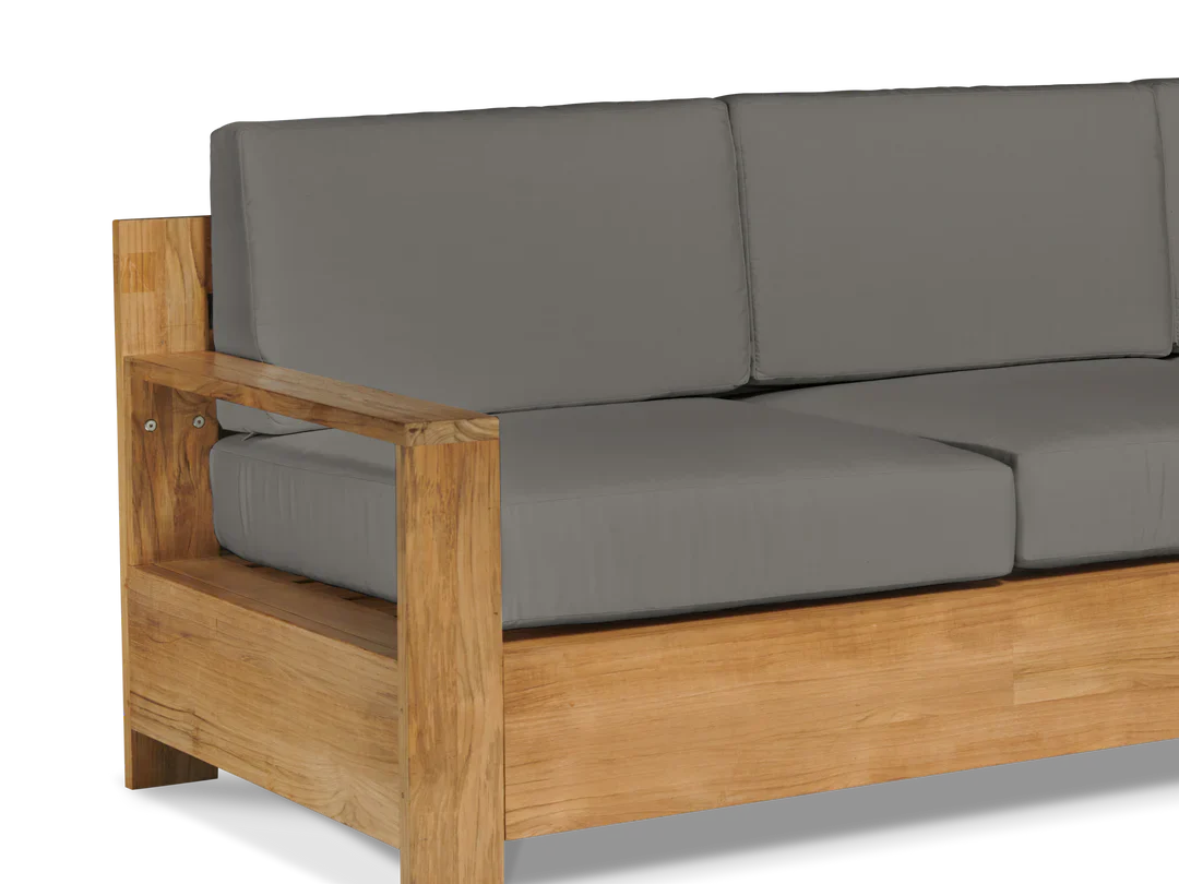 Qube Teak Deep Outdoor Couch Sunbrella Cushions