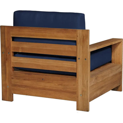 Qube Teak Outdoor Club Chair Sunbrella Cushion-Outdoor Accent Chairs-HiTeak-LOOMLAN