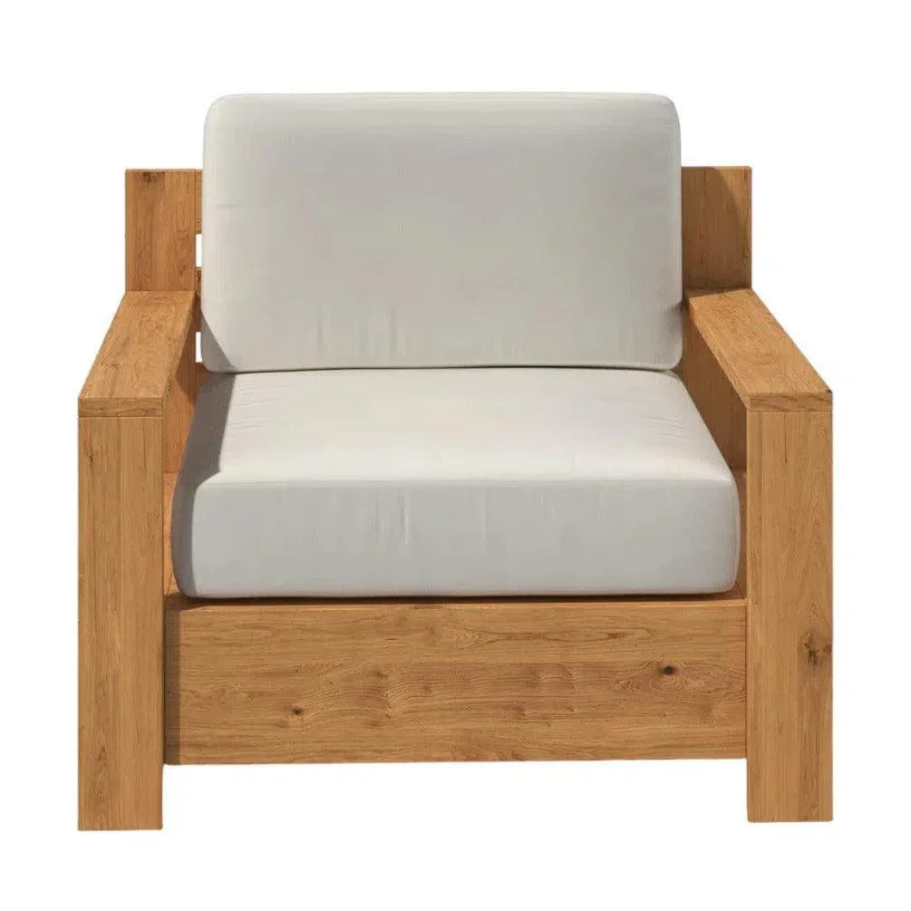 Qube Teak Outdoor Club Chair Sunbrella Cushion-Outdoor Accent Chairs-HiTeak-LOOMLAN