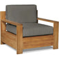 Qube Teak Outdoor Club Chair Sunbrella Cushion-Outdoor Accent Chairs-HiTeak-Charcoal-LOOMLAN