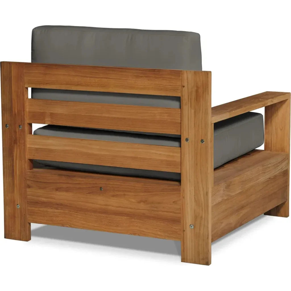 Qube Teak Outdoor Club Chair Sunbrella Cushion-Outdoor Accent Chairs-HiTeak-LOOMLAN