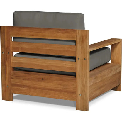 Qube Teak Outdoor Club Chair Sunbrella Cushion-Outdoor Accent Chairs-HiTeak-LOOMLAN