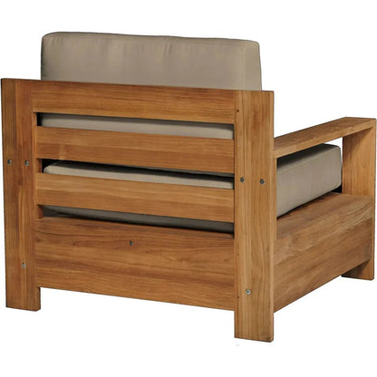 Qube Teak Outdoor Club Chair Sunbrella Cushion-Outdoor Accent Chairs-HiTeak-LOOMLAN