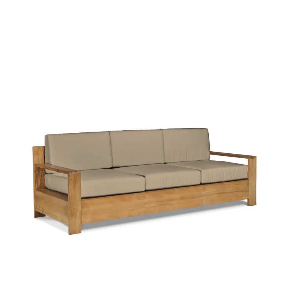 Qube Teak Patio Deep Sofa Set with Sunbrella 4PC - LOOMLAN - HiTeak - Outdoor Sofas & Loveseats