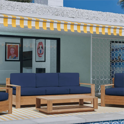 Qube Teak Patio Deep Sofa Set with Sunbrella 4PC - LOOMLAN - HiTeak - Outdoor Sofas & Loveseats