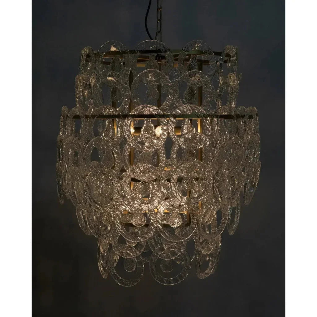 Quebec Metal & Glass Chandelier With Brass - LOOMLAN - Noir - Chandeliers