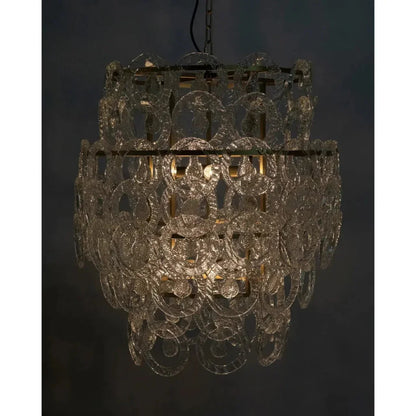 Quebec Metal & Glass Chandelier With Brass - LOOMLAN - Noir - Chandeliers