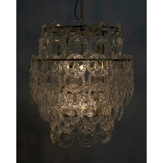 Quebec Metal & Glass Chandelier With Brass - LOOMLAN - Noir - Chandeliers
