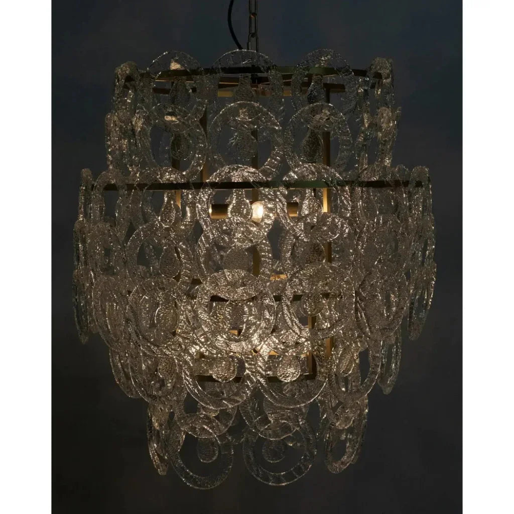 Quebec Metal & Glass Chandelier With Brass - LOOMLAN - Noir - Chandeliers