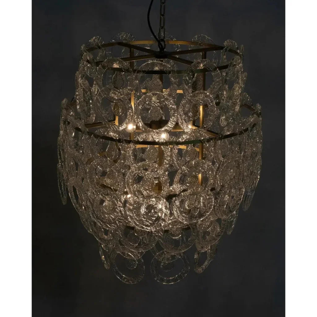 Quebec Metal & Glass Chandelier With Brass - LOOMLAN - Noir - Chandeliers