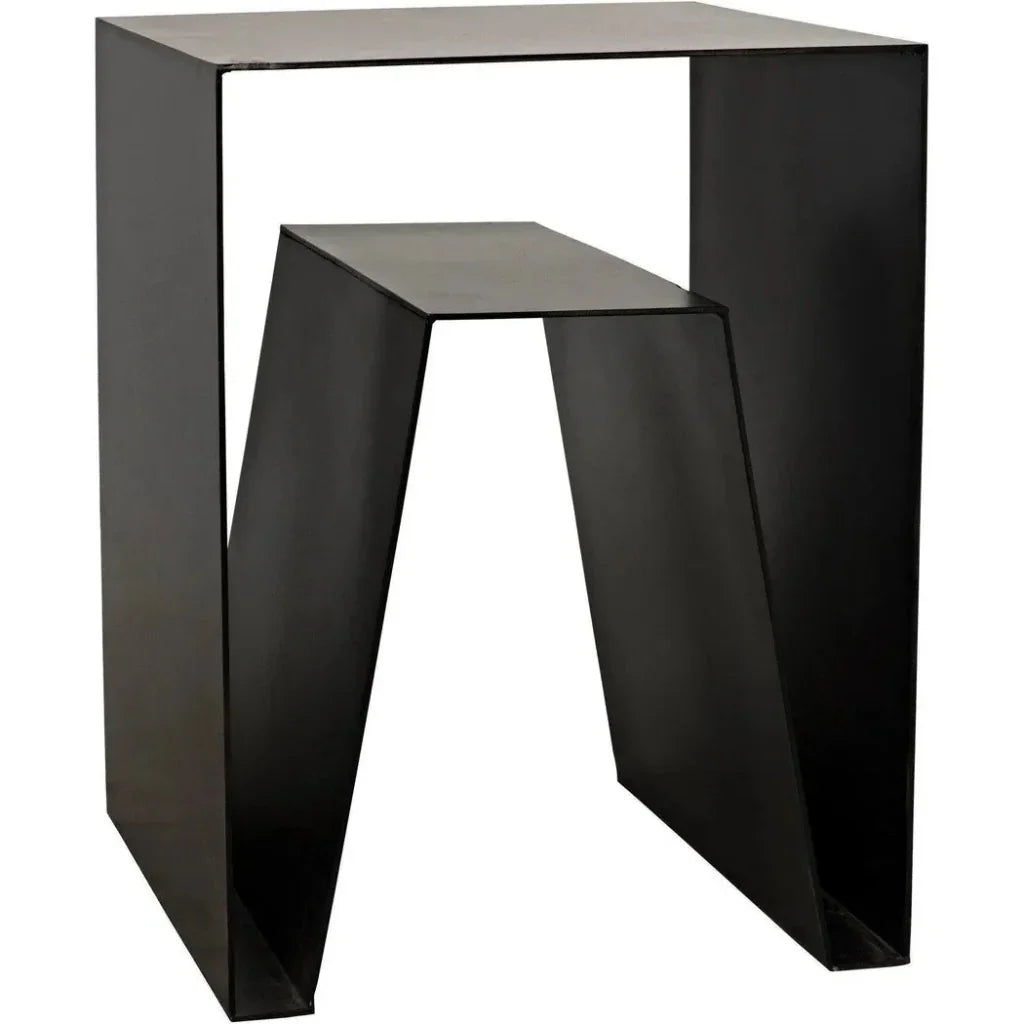Quintin Black Steel Rectangle Side Table - LOOMLAN - Noir - Side Tables