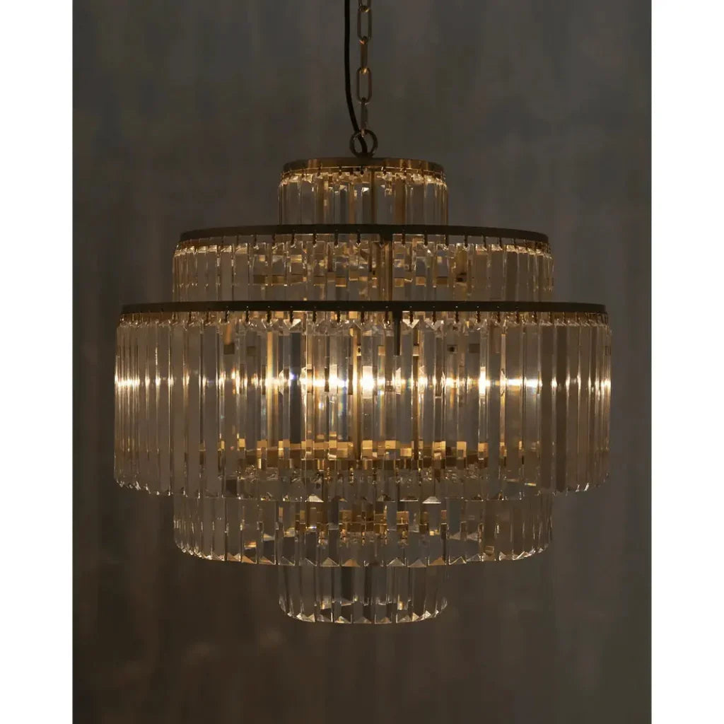 Quintus Metal & Glass Chandelier With Brass - LOOMLAN - Noir - Chandeliers