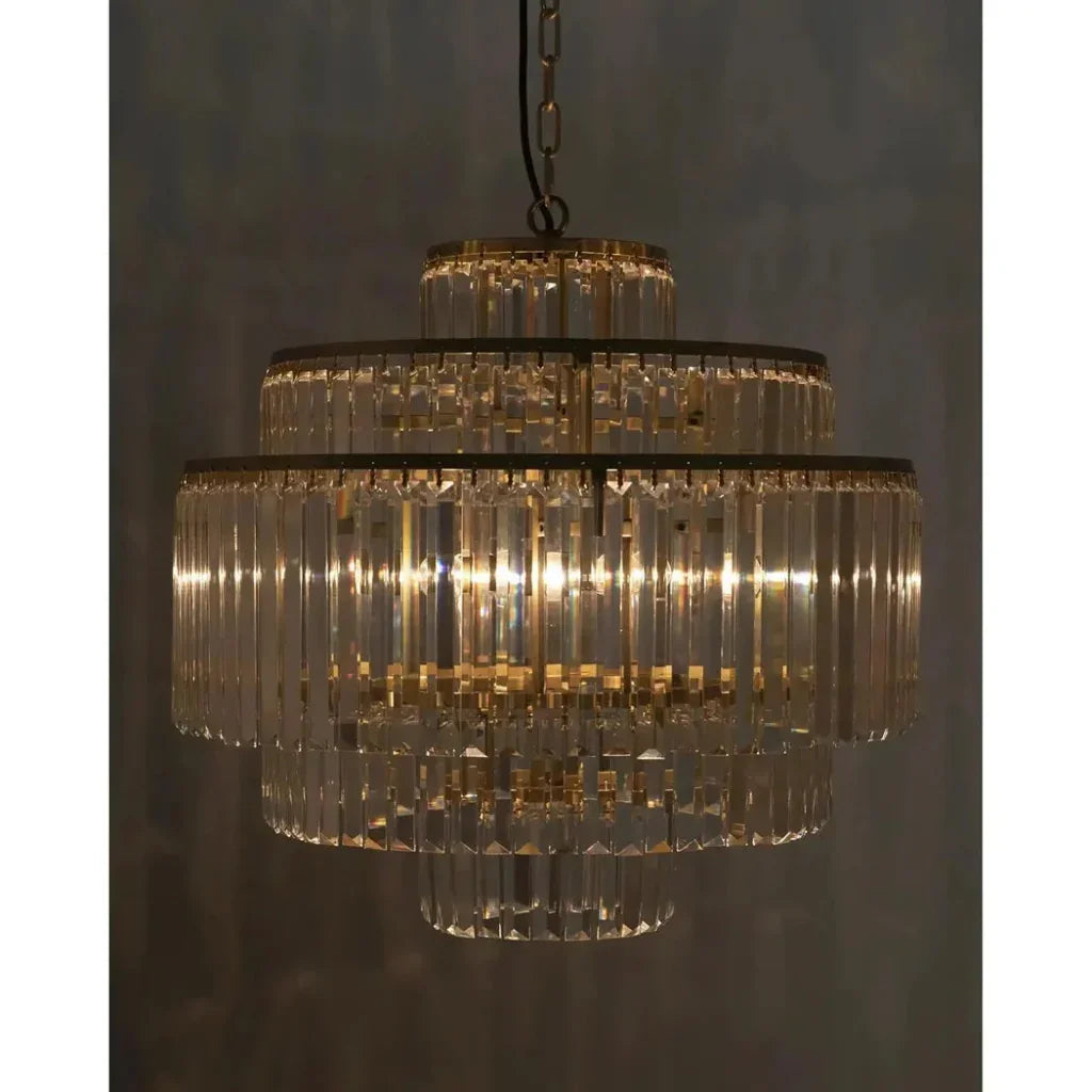 Quintus Metal & Glass Chandelier With Brass - LOOMLAN - Noir - Chandeliers