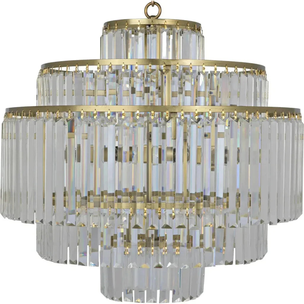 Quintus Metal & Glass Chandelier With Brass - LOOMLAN - Noir - Chandeliers
