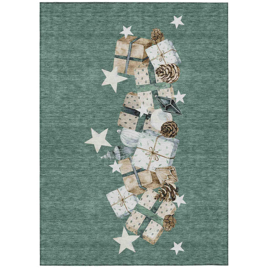 Raeain Blue Washable Indoor-Outdoor Rug