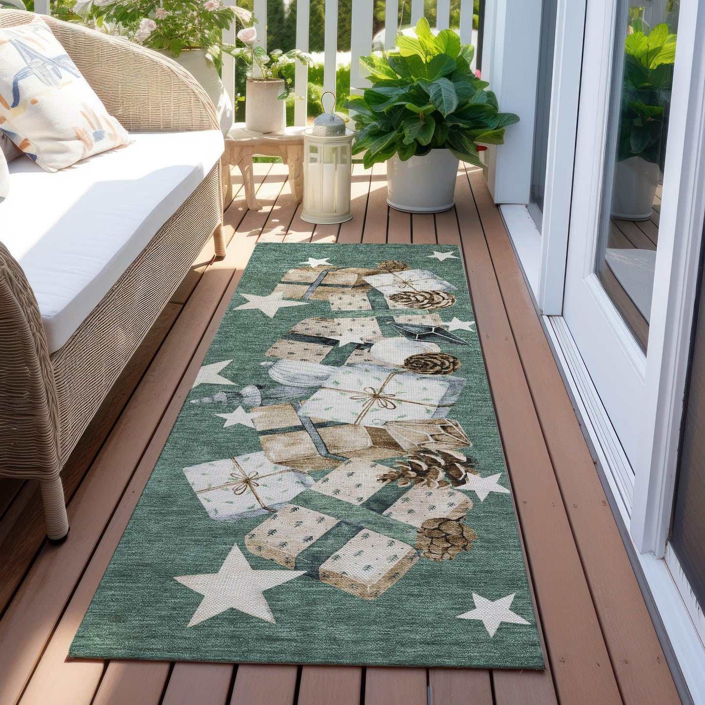 Raeain Blue Washable Indoor-Outdoor Rug
