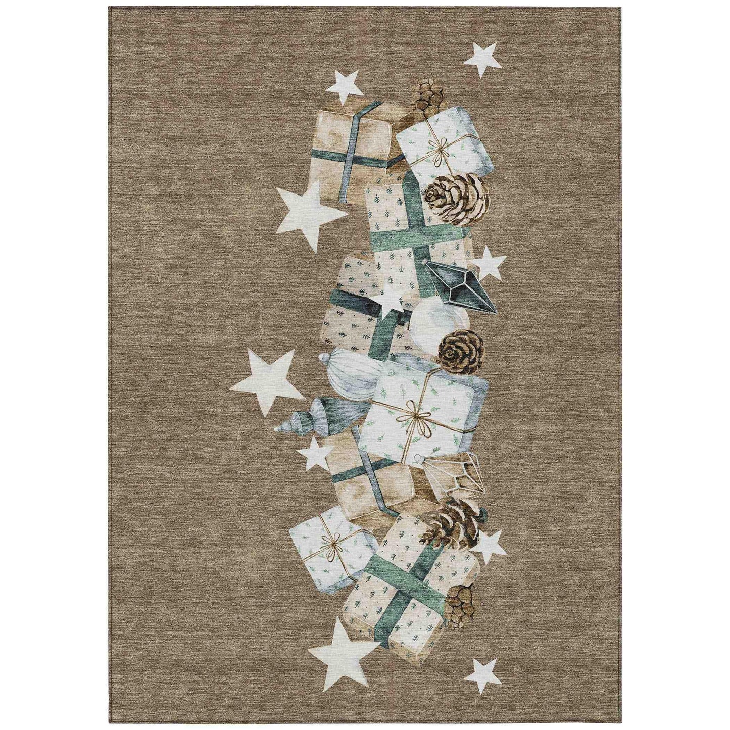 Raeain Brown Washable Indoor-Outdoor Rug