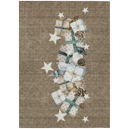 Raeain Brown Washable Indoor-Outdoor Rug