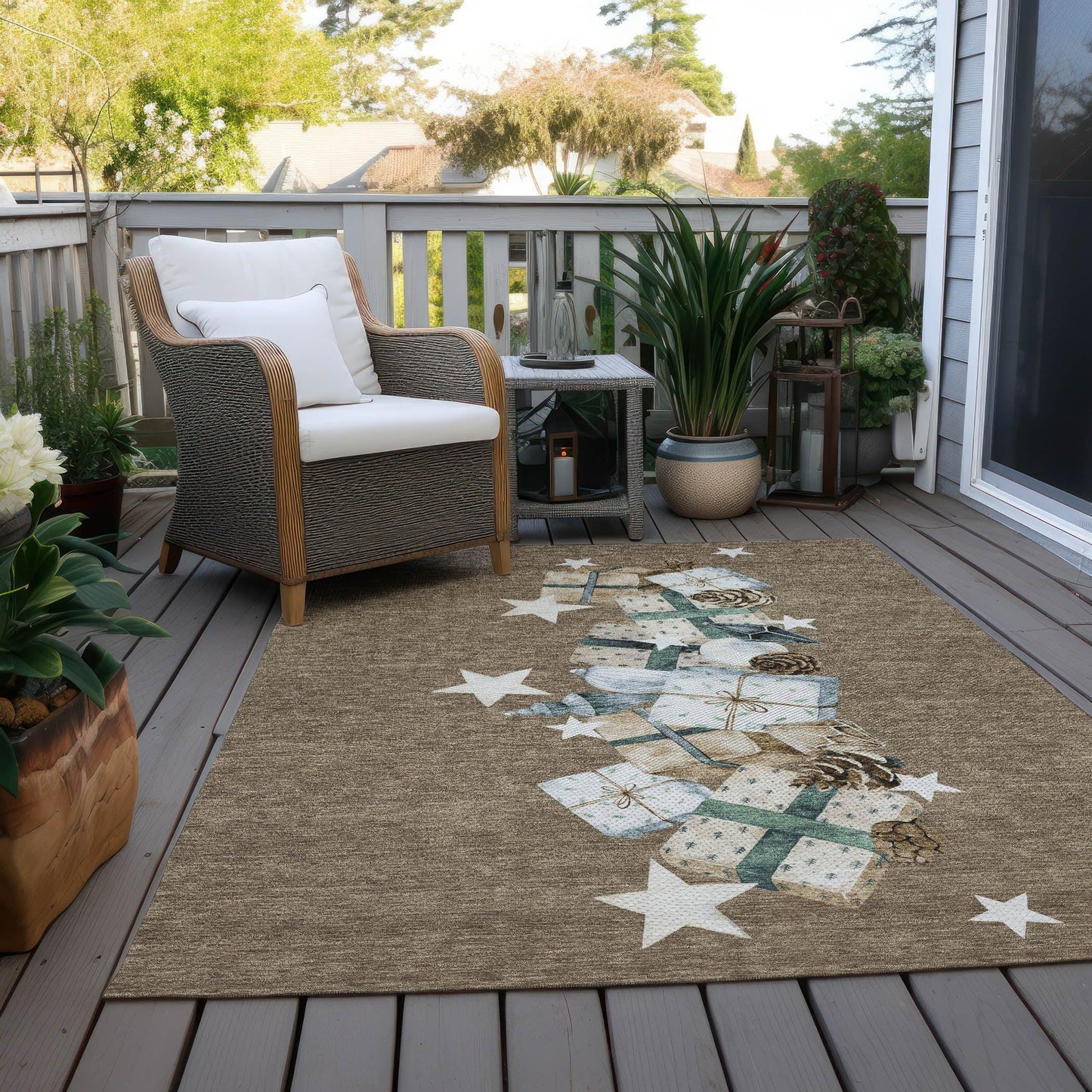 Raeain Brown Washable Indoor-Outdoor Rug