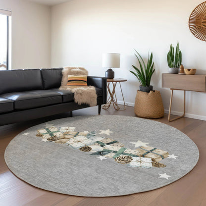 Raeain Gray Washable Indoor-Outdoor Rug