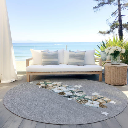 Raeain Gray Washable Indoor-Outdoor Rug