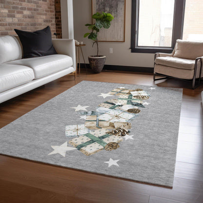 Raeain Gray Washable Indoor-Outdoor Rug
