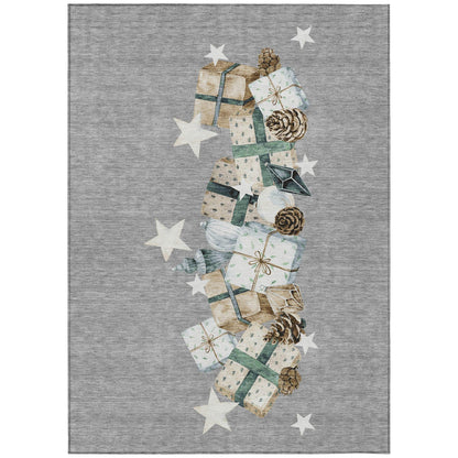 Raeain Gray Washable Indoor-Outdoor Rug