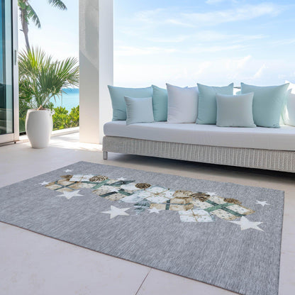 Raeain Gray Washable Indoor-Outdoor Rug
