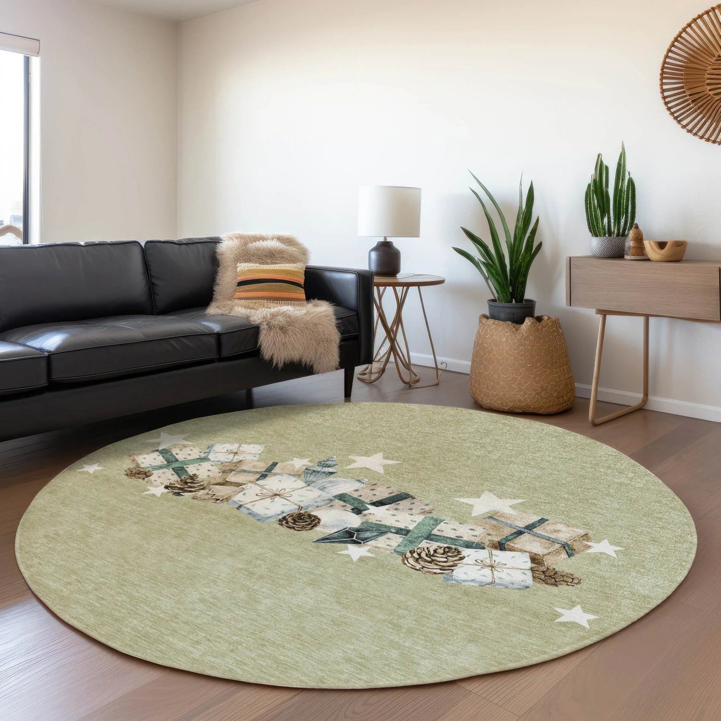 Raeain Green Washable Indoor-Outdoor Rug