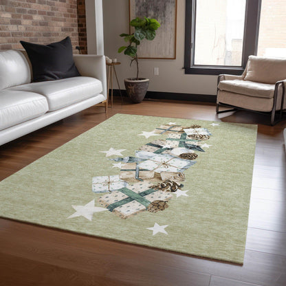 Raeain Green Washable Indoor-Outdoor Rug