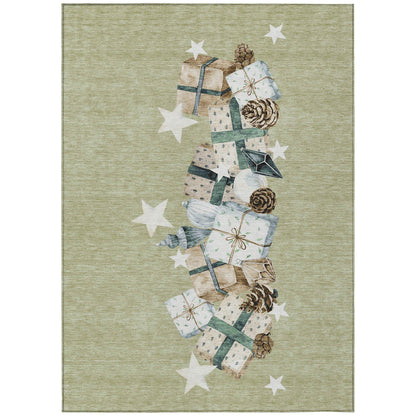 Raeain Green Washable Indoor-Outdoor Rug