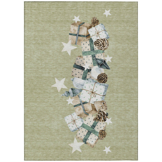 Raeain Green Washable Indoor-Outdoor Rug