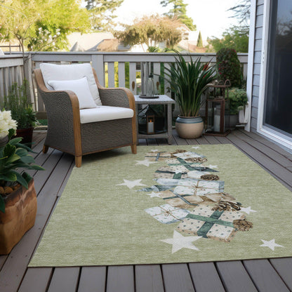 Raeain Green Washable Indoor-Outdoor Rug