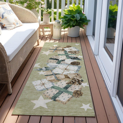 Raeain Green Washable Indoor-Outdoor Rug