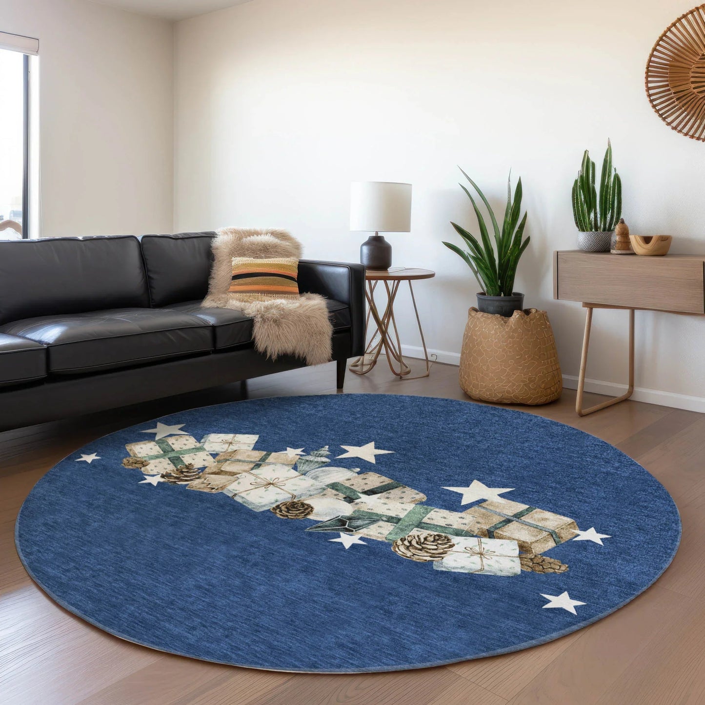 Raeain Navy Washable Indoor-Outdoor Rug