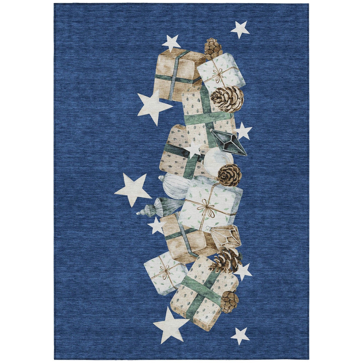 Raeain Navy Washable Indoor-Outdoor Rug