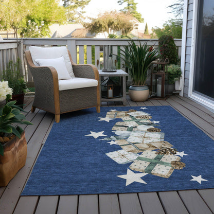 Raeain Navy Washable Indoor-Outdoor Rug