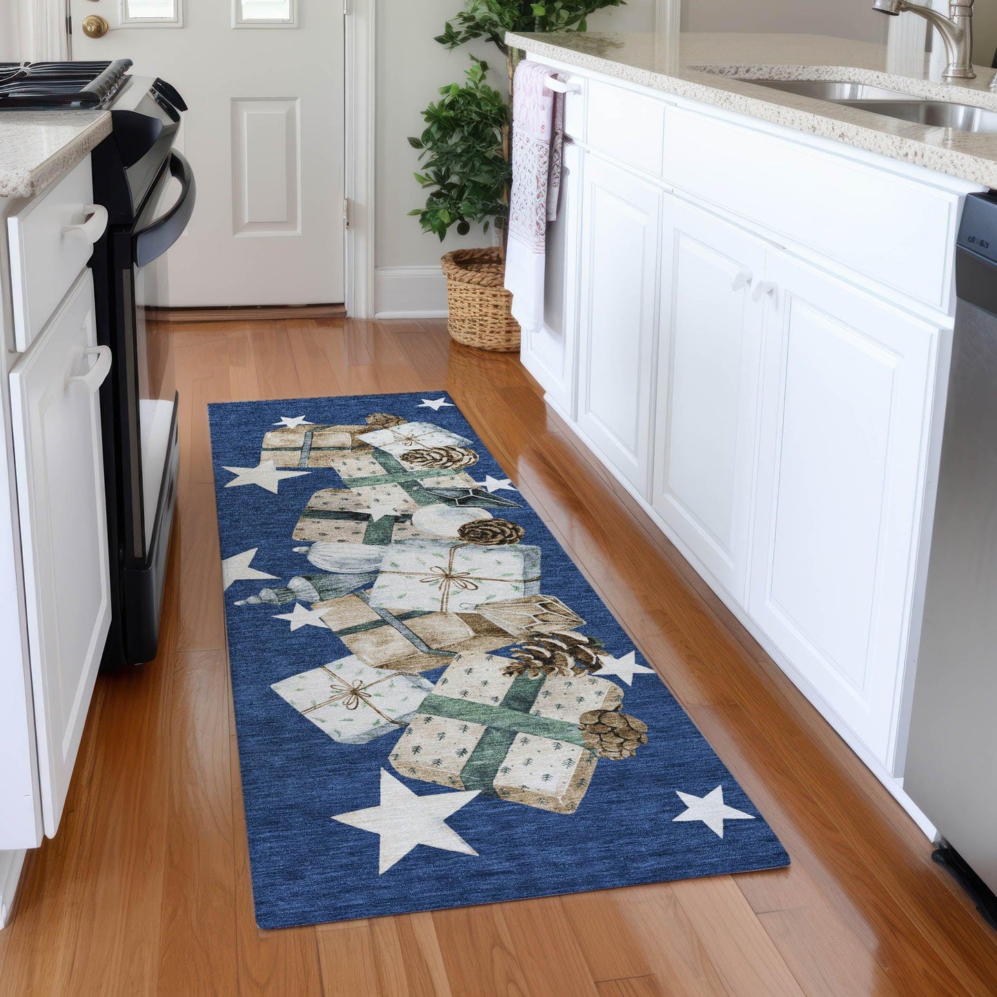 Raeain Navy Washable Indoor-Outdoor Rug