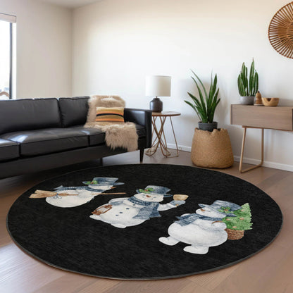Raeanor Black Washable Indoor-Outdoor Rug