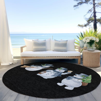 Raeanor Black Washable Indoor-Outdoor Rug