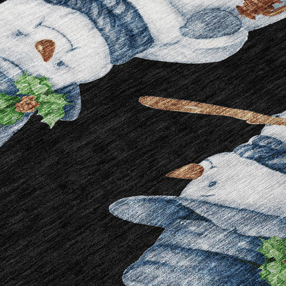 Raeanor Black Washable Indoor-Outdoor Rug