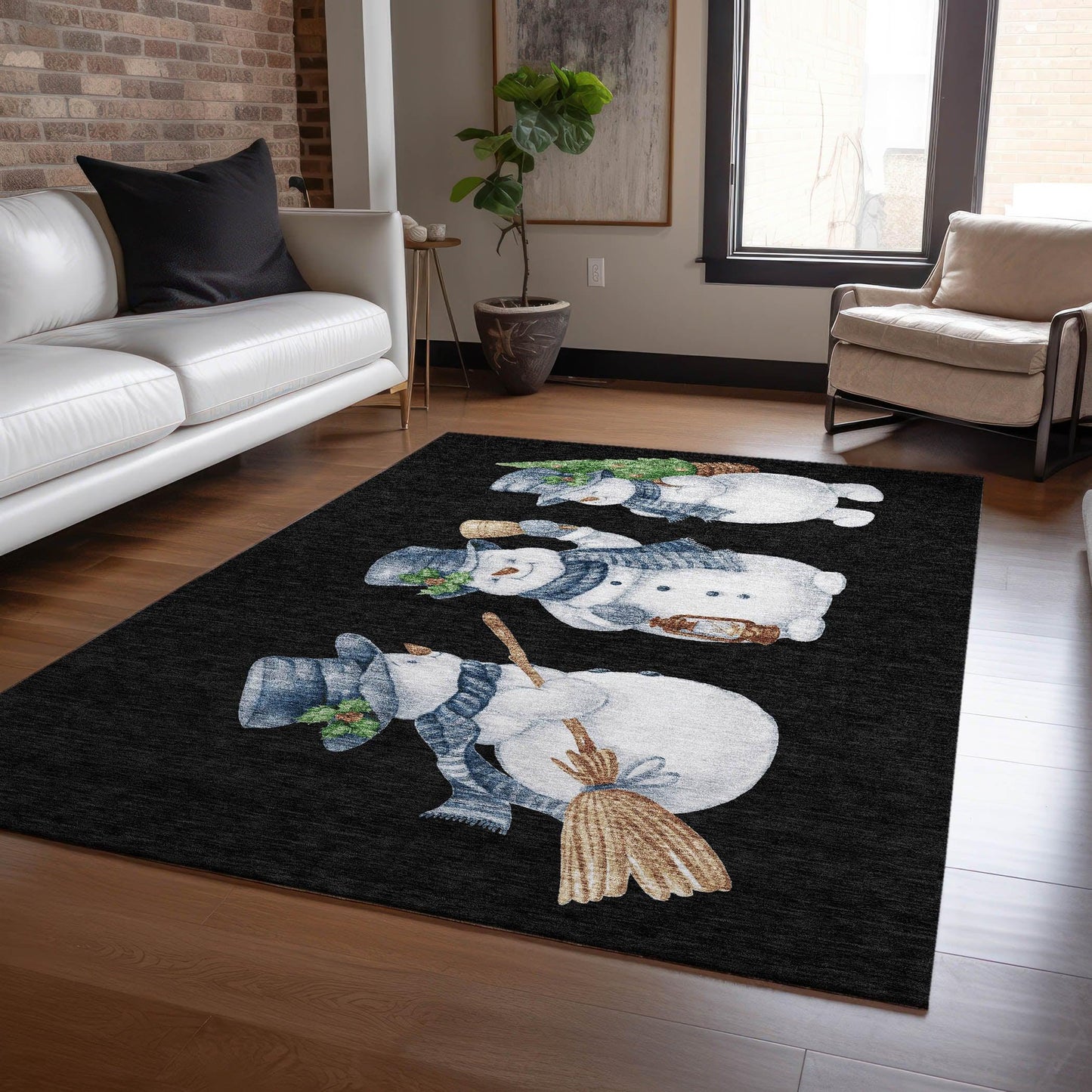 Raeanor Black Washable Indoor-Outdoor Rug