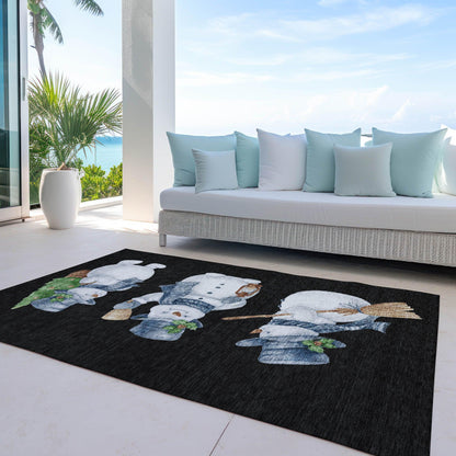 Raeanor Black Washable Indoor-Outdoor Rug