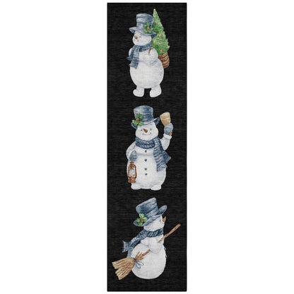 Raeanor Black Washable Indoor-Outdoor Rug