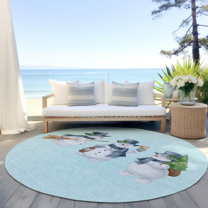 Raeanor Blue Washable Indoor-Outdoor Rug