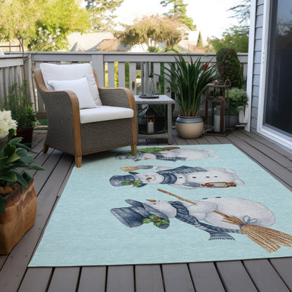 Raeanor Blue Washable Indoor-Outdoor Rug