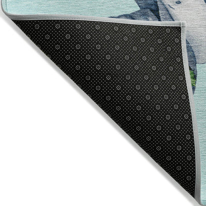 Raeanor Blue Washable Indoor-Outdoor Rug